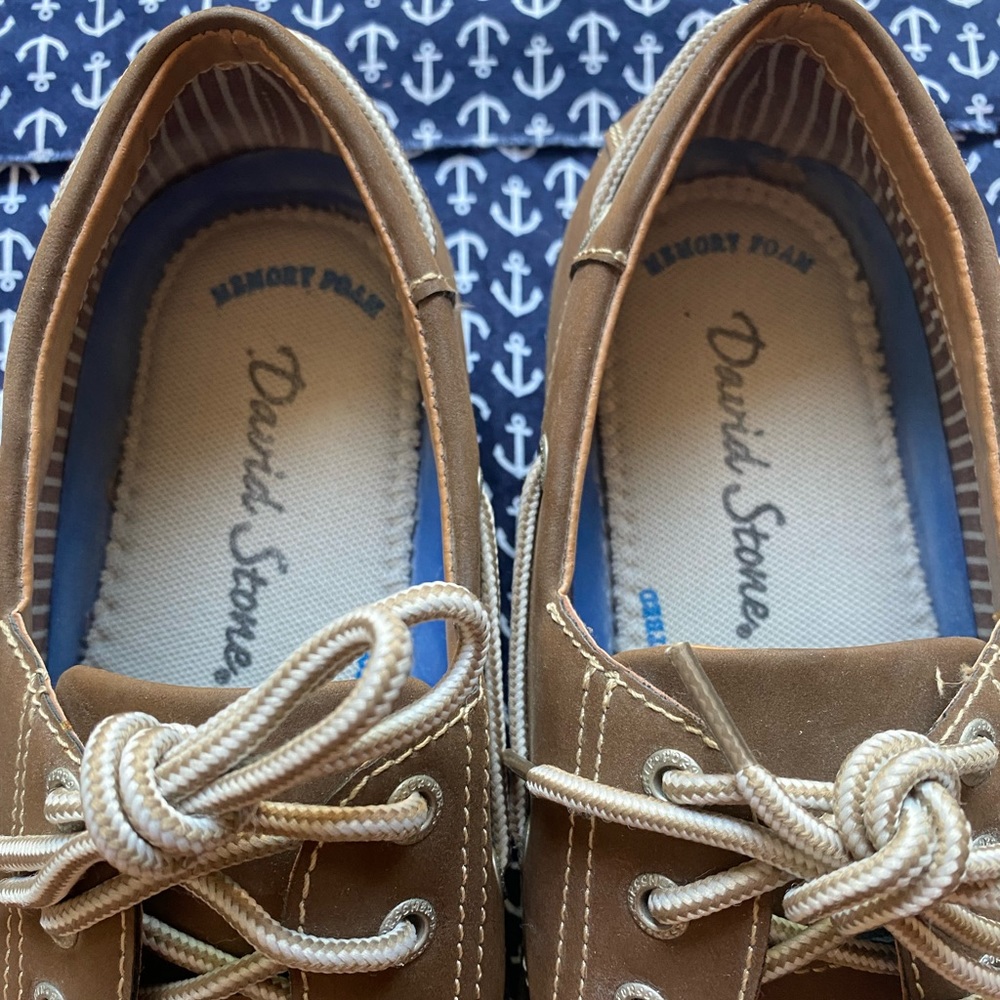 David Stone Men’s Boat Shoes, Size 9